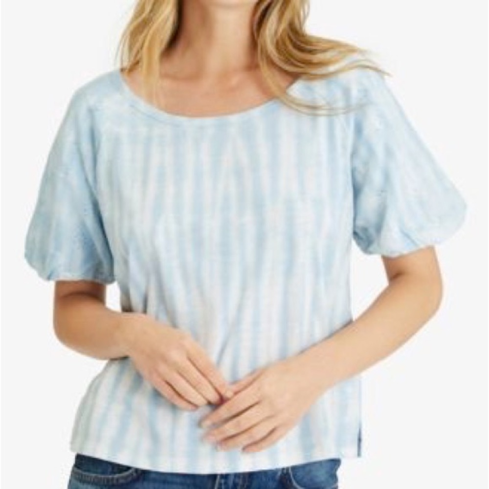 Sanctuary printed eyelet-sleeve sea mist stripe tie dye medium